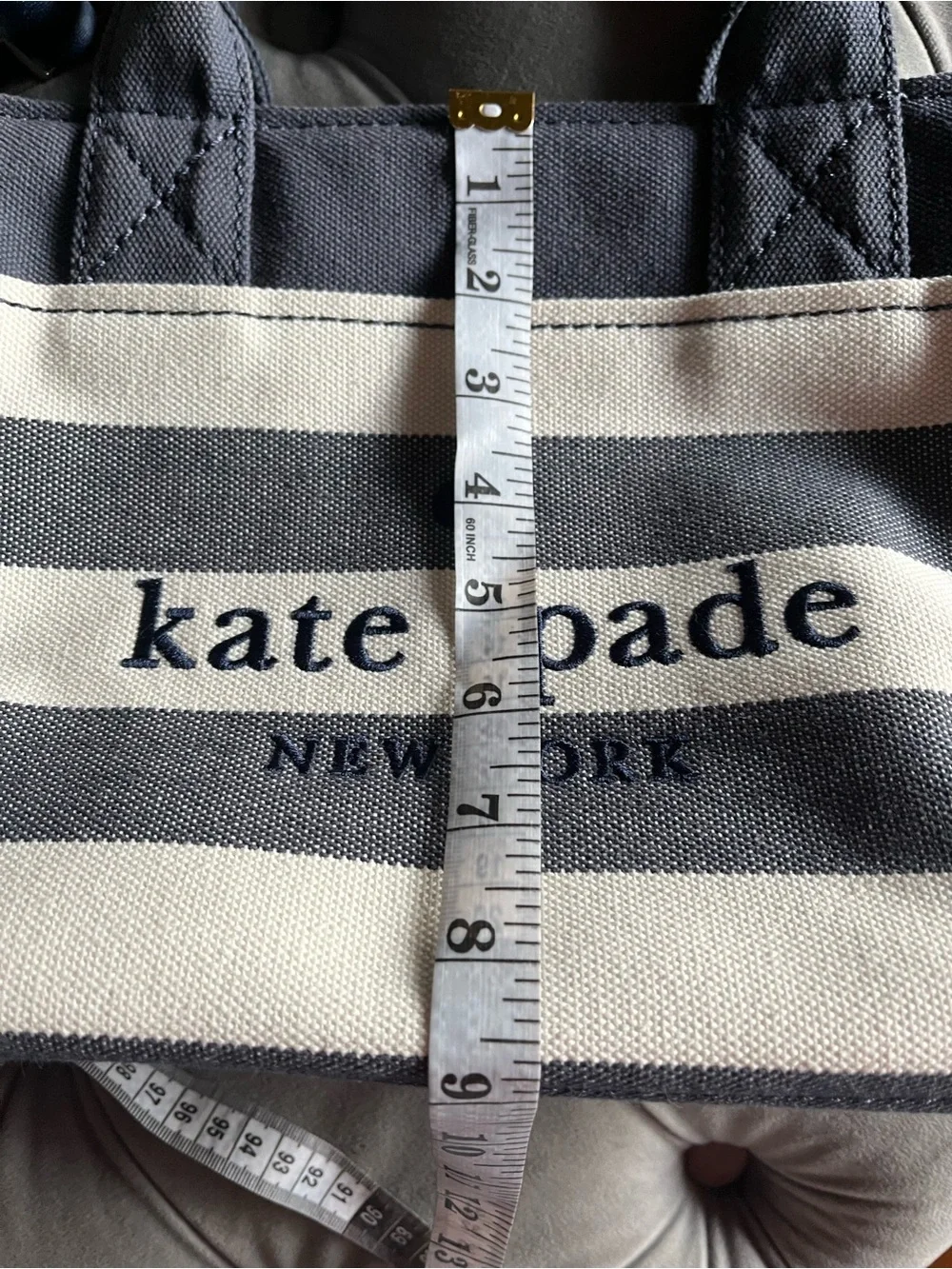 kate spade Navy and Cream Striped Canvas Tote Crossbody